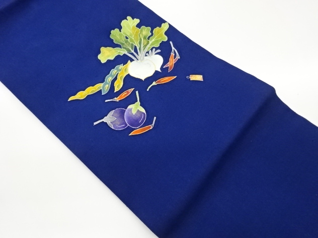 JAPANESE NAGOYA OBI / TSUMUGI / KATAZOME / WOVEN ABSTRACT VEGETABLE